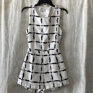 J.O.A. Los Angeles Ivory with black striped romper - Small